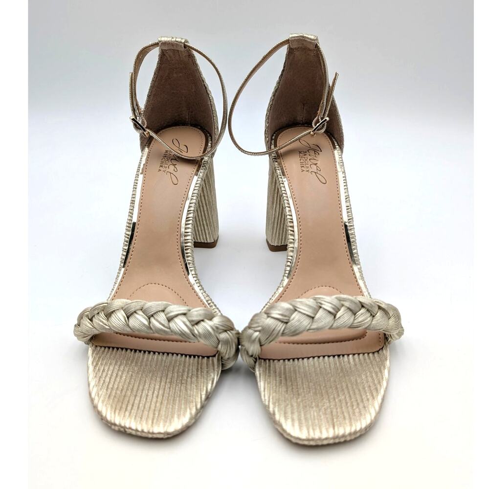 Jewel Badgley Mischka Shea Ankle Strap Sandals Champagne Gold Size US9 EU39.5 - Picture 2 of 10